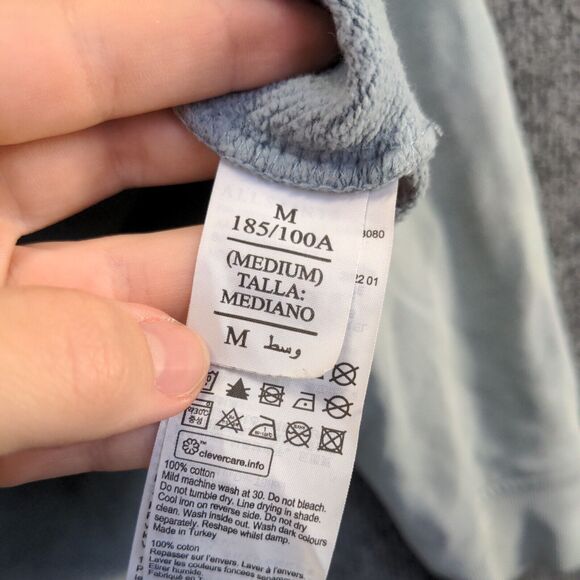 AllSaints Men's Drawstring Hoodie Medium Long Sleeve Blue Embroidered Cotton - Picture 12 of 15